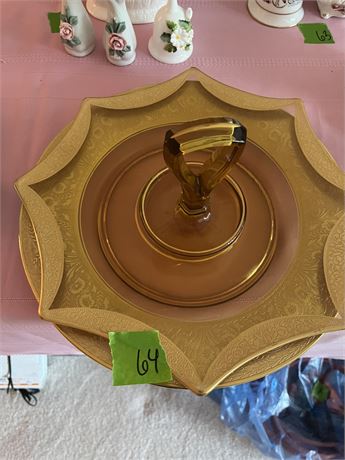 Vintage Golden Serving Dishes