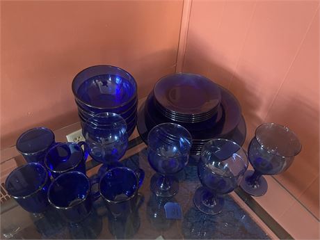 Dishware Set, Blue Glass