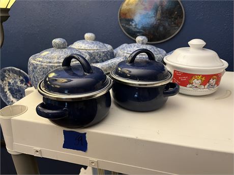 Soup Crocks and Metal Dishes