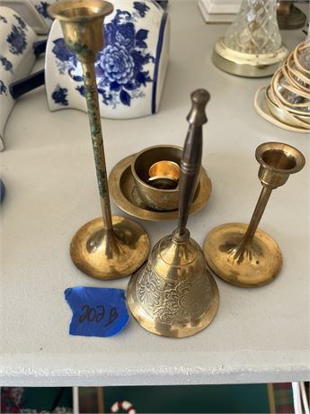 Brass Candlesticks, Bell, Decor