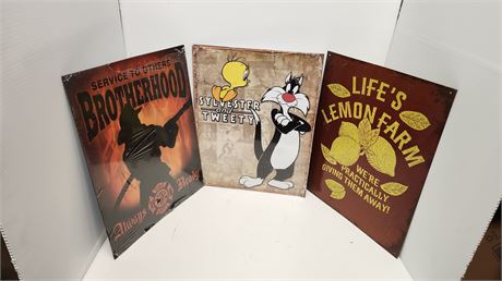 3 Metal Signs