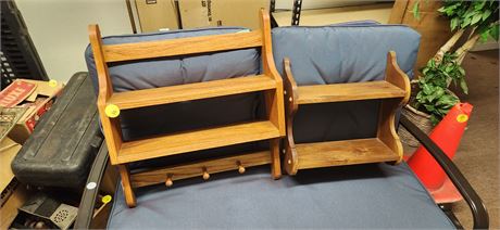 Pair of wooden shelves