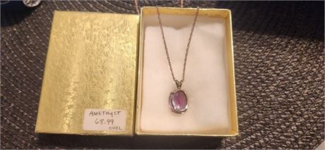 Oval Amethyst 8.62 carat with sterling chain