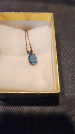 Blue Topaz Necklace With Sterling Silver Chain. Vintage & Pretty
