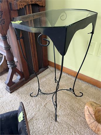 Glass and Metal Side Table