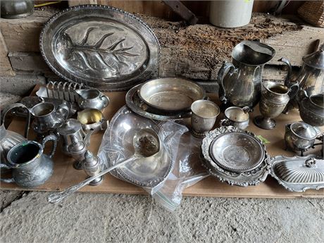 Vintage Antique Metal Serving Lot