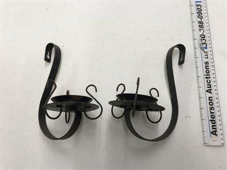2 Metal Wall Candleholders