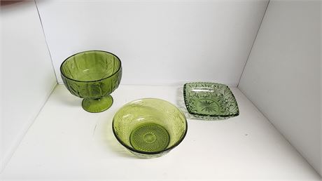 Lot Of Green Glassware