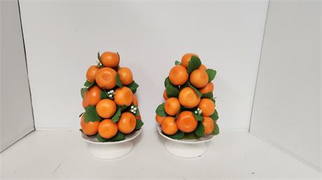 2 Orange Tree Decorations