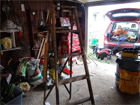 Wooden Ladder with Repair