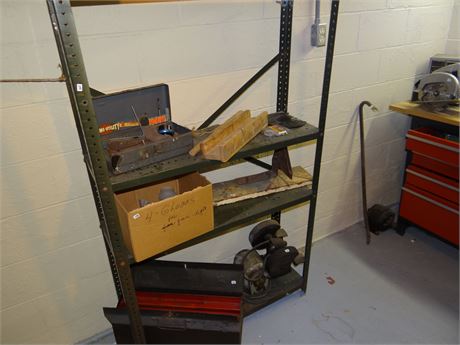 Metal Shelf and Contents