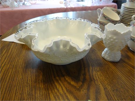 Silver Crest Fenton and another Piece Of Milk Glass