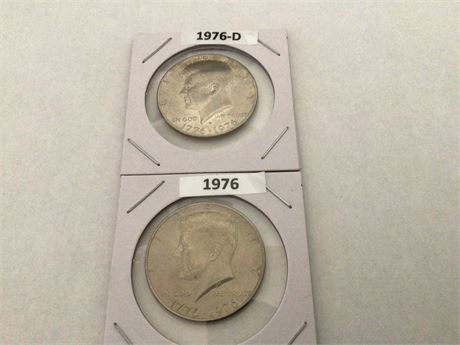 2 - 1976 Bicentennial 1/2 Dollar Coins