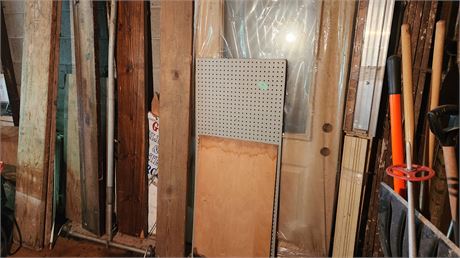 Lot Of Wood & Miscellaneous Building Pieces & New Wood Door