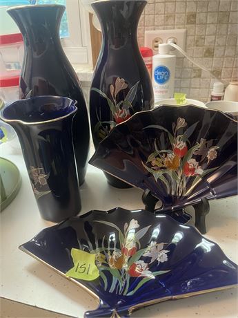 Blue Floral Decor Lot