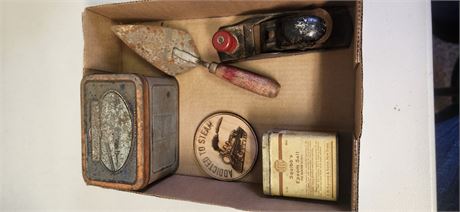 Vintage Plane and tins
