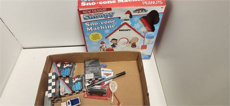 Snoopy sno cone machine and nascar cards