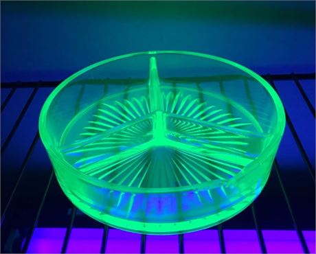 Divided Uranium Glass Dish