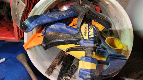 Bucket Of Miscellaneous Garage Items