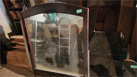 Large Vintage Wood Framed Heavy Mirror