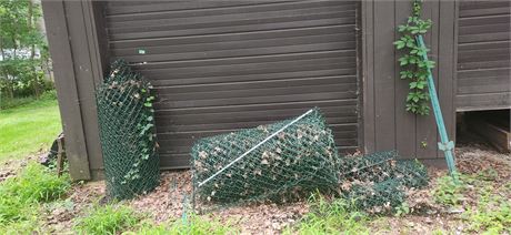 Rolls of Green chain link fence