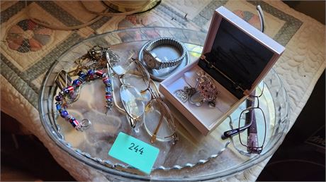 Jewelry & Reading Glasses & Tray