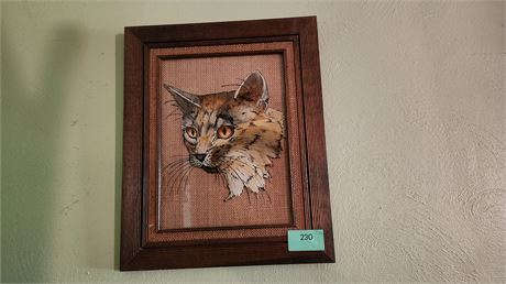 Small Wood Framed Cat Picture