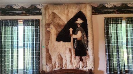 Large Llama Hair Tapestry Wall Hanging. Will Need To Be Removed From Wall
