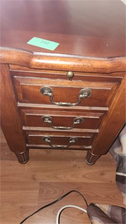 Wood End Table With 3 Drawers