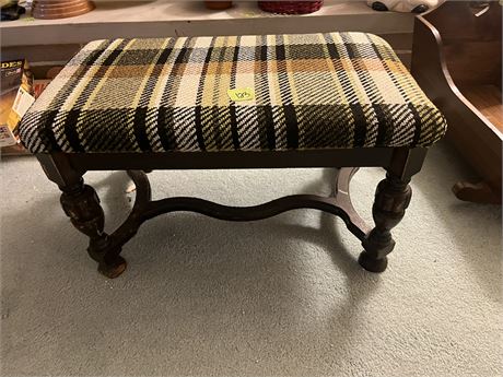 Vintage Plaid Fabric Stool