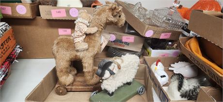 Boyd Bear Rocking Horse And Bear & Miscellaneous Stuffed Sheep