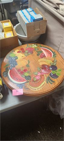 Wood Painted Vintage Spinning Serving Platter
