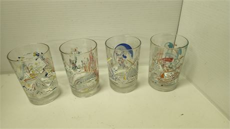 4 Collectable Glass Drinking Cups