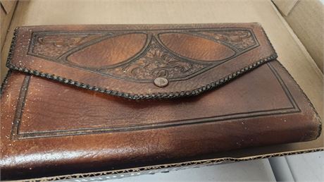 Vintage Doilies & Leather Wallet/Clutch