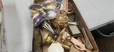 Trinket Box & Flower Holder & Various Collectable Items