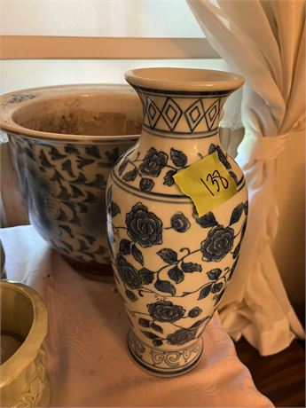 Vase and Flower Pot, Blue and White