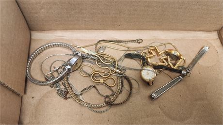 Lot Of Jewelry & Glass Lamp Chimney