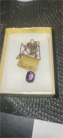 Amethyst necklace with sterling chain