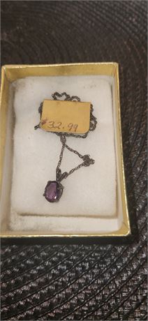Sterling amethyst necklace 2 carrot
