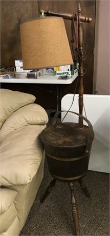 Wooden Bucket Floor Lamp