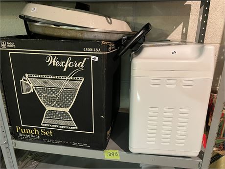 Shelf Lot, Pan, Bread Maker, Punch Set