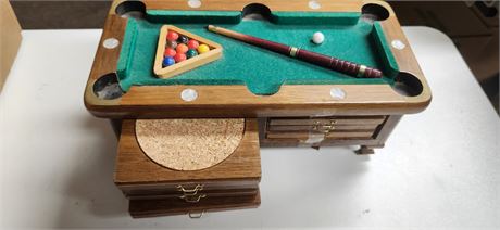 Set Of Coasters With Mini Pool Table Storage Container