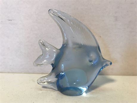 Blue Glass Fish Paper Weight