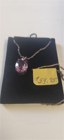 Large oval amathist necklace