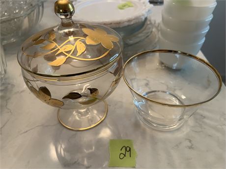 Glass Dishes with Gold