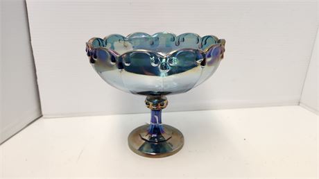 Carnival Glass Tea Drop Pedestal Compote Bowl