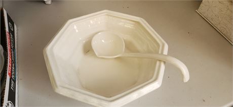 Soup Tureen With Lid & Spoon
