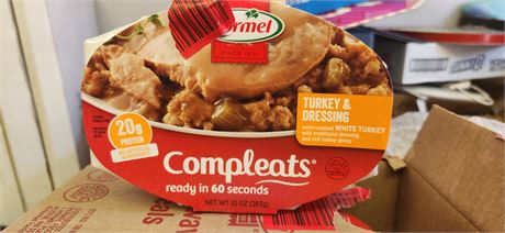 6 Hormel Compleats Turkey & Dressing Microwave Meal. Aug.25,2024 Expiration Date
