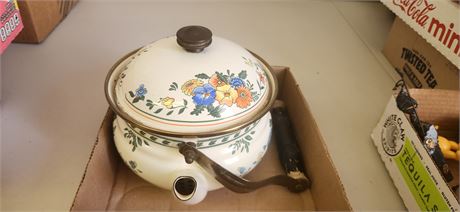 Vintage Enamel Tea Kettle
