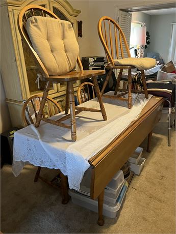 Drop Leaf Wood Dining Set with 4 Chairs, Table Cover